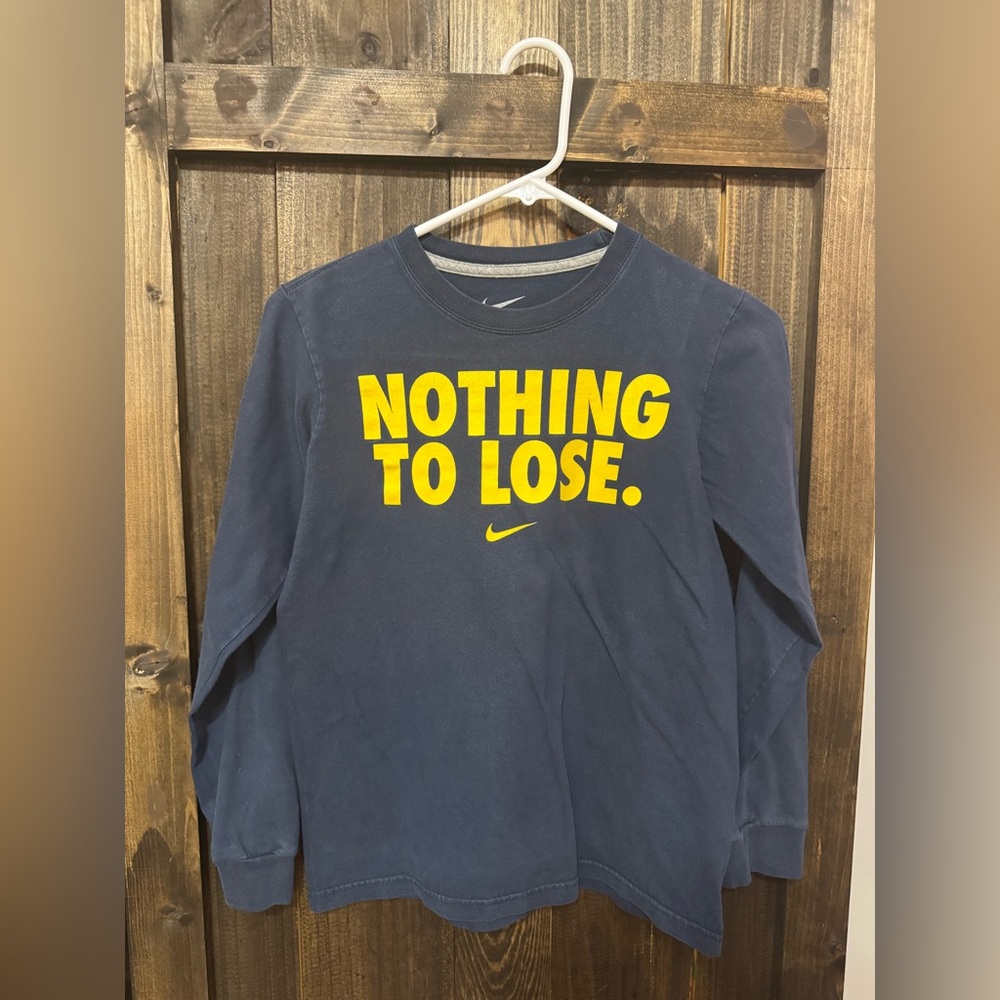Nike Navy Long-Sleeve Tee with Yellow